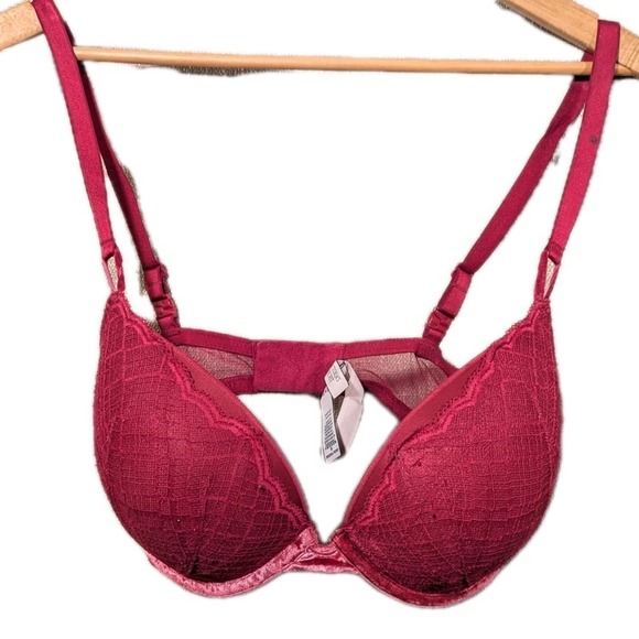 Victoria's Secret Other - Women Victoria's Secret 36DD Mesh Velvet Padded Push-Up Bra Fuschia EUC